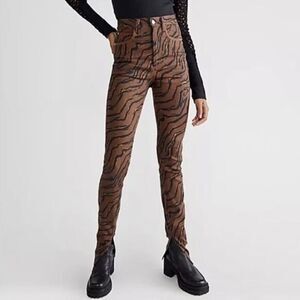 NEW WeWoreWhat Tiger‎ Stripe Piped Stiletto Slit The Icon Jeans, 29